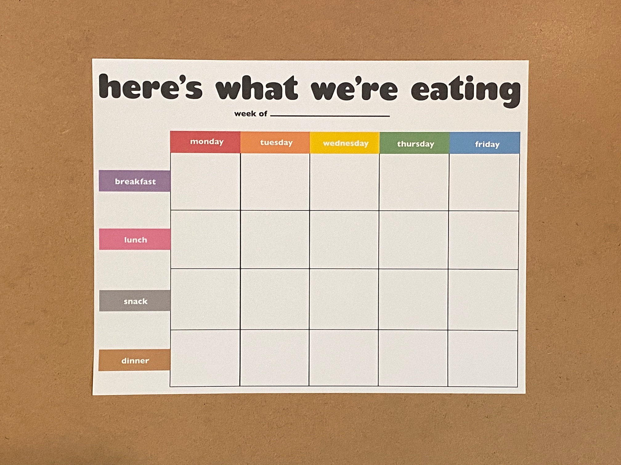 Rainbow Weekly Meal Planner Printable - Etsy