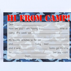 Camp camo, remplissez les cartes vierges
