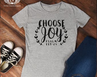 Camiseta cristiana, camiseta Choose Joy, camiseta inspiradora, ropa basada en la fe, camiseta de fe, camisa de jesús de las mujeres