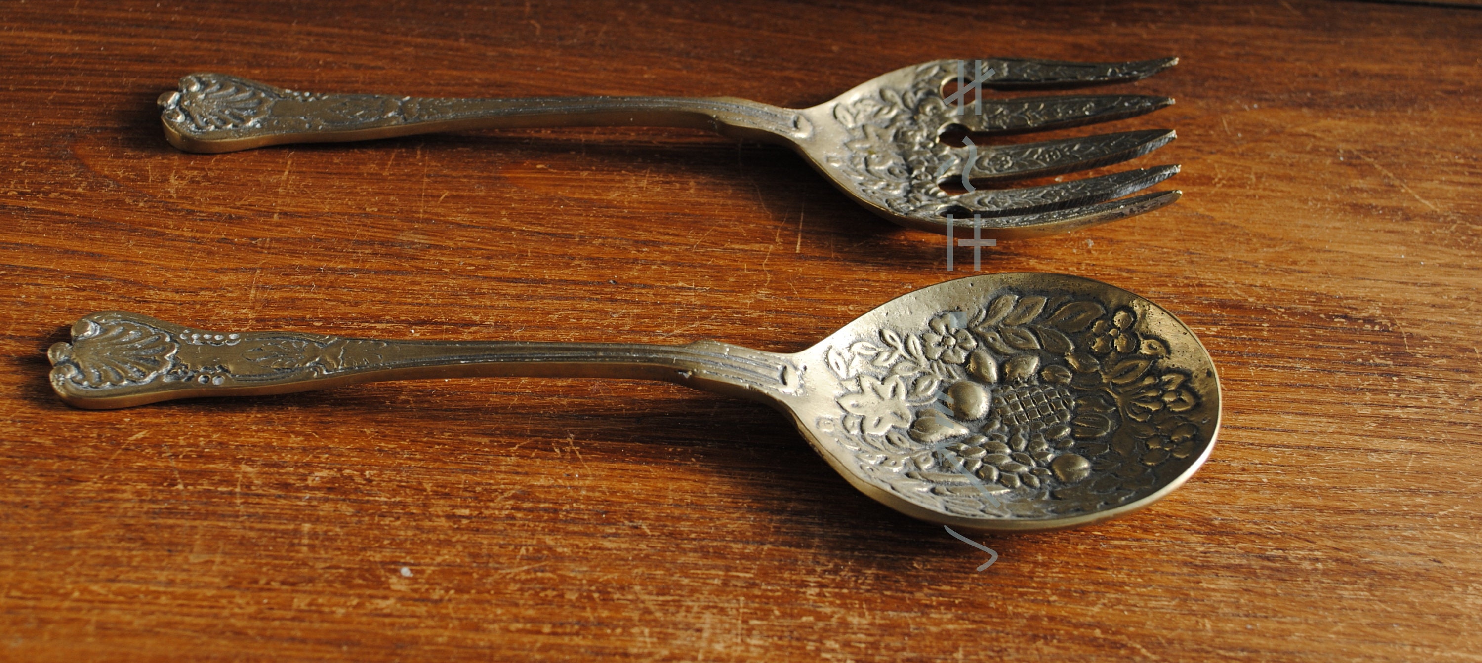 Buy Vintage Serving FORK & SPOON Brass Rustyc Style Home Decor Fourchette Design CuillÈre Online