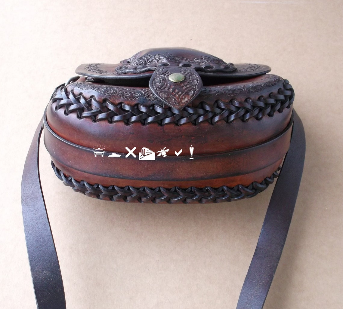 Vintage Leather Hunting Bag HANDMADE Rustic ART Cowhide Brown Etsy