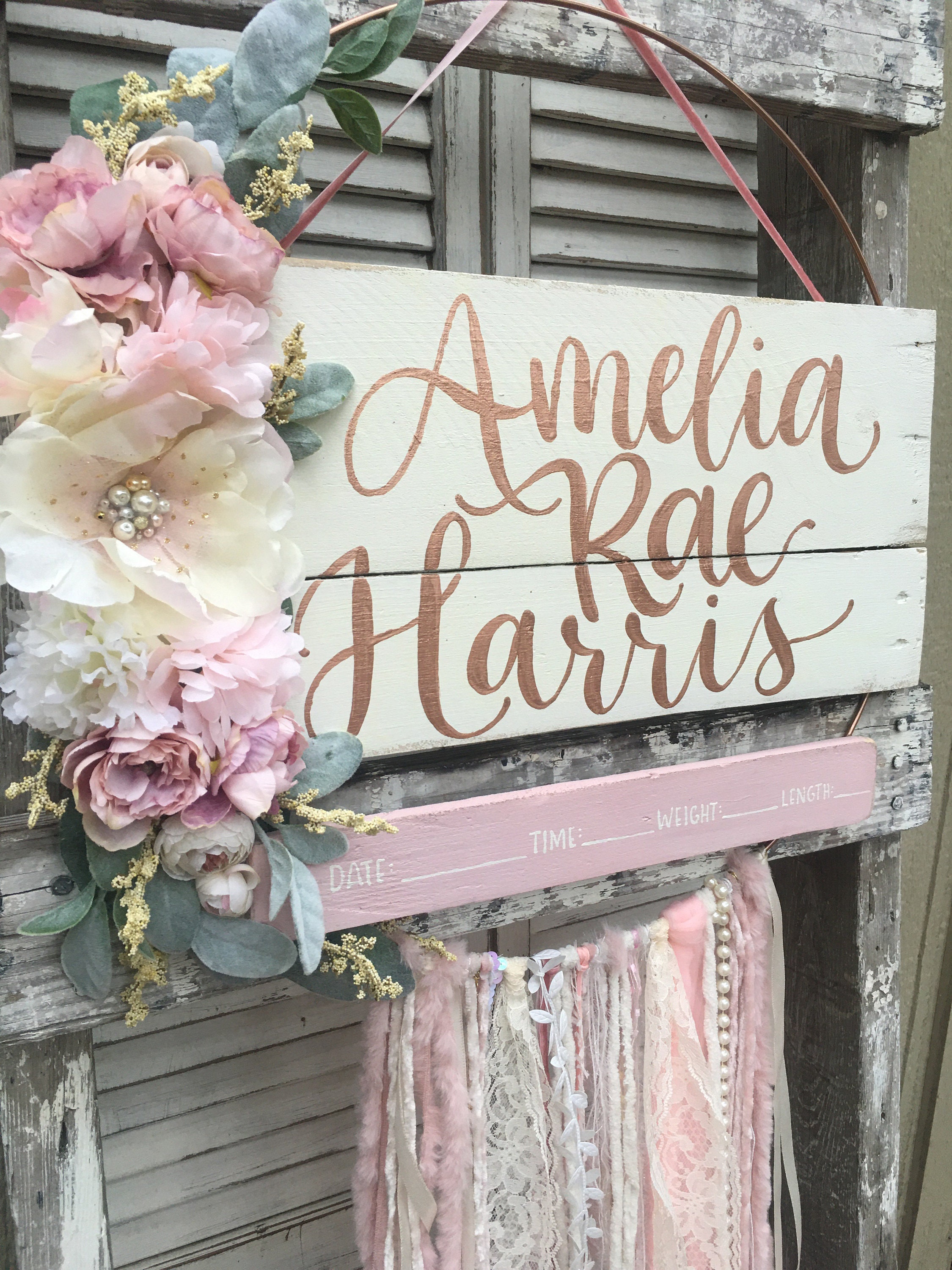 Hospital Door Hanger Girl Nursery Door hanger baby girl door Etsy