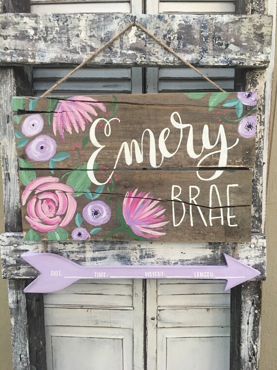 Hospital Door Hanger Floral Baby Girl Door Hanger Nursery Door Hanger Baby Door Wreath Floral Nursery Door Sign Purple