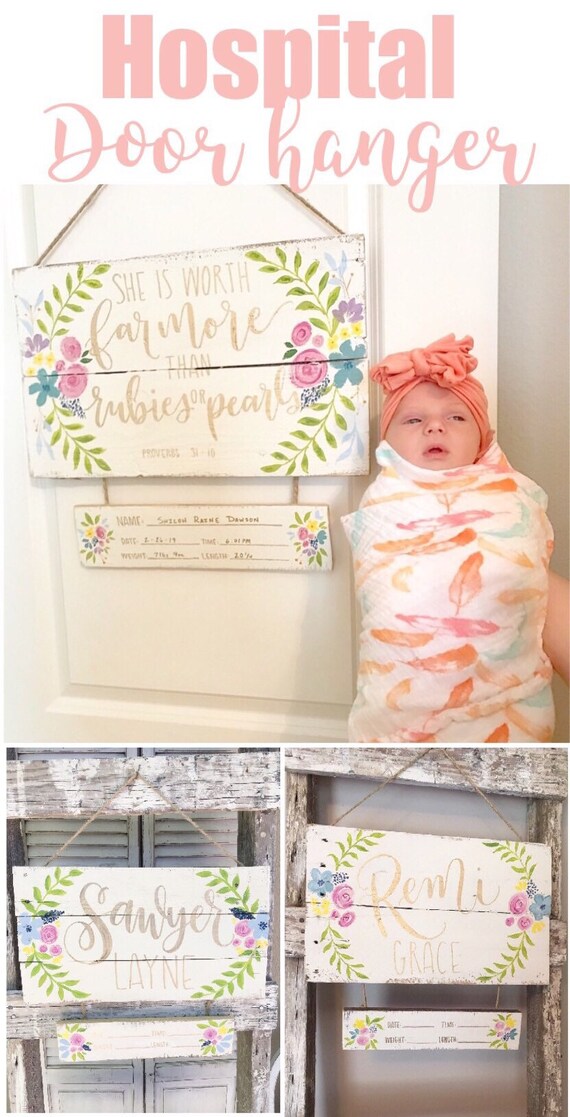 Hospital Door Hanger Baby Girl Nursery Baby Shower Gift Etsy
