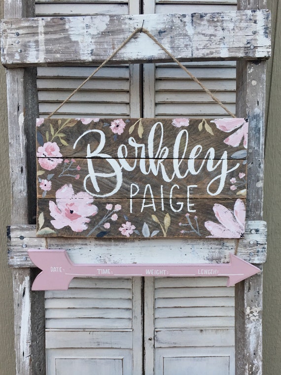 Hospital Door Hanger Floral Baby Girl Door Hanger Nursery Door Hanger Baby Door Wreath Floral Nursery Door Sign Floral Nursery Decor F
