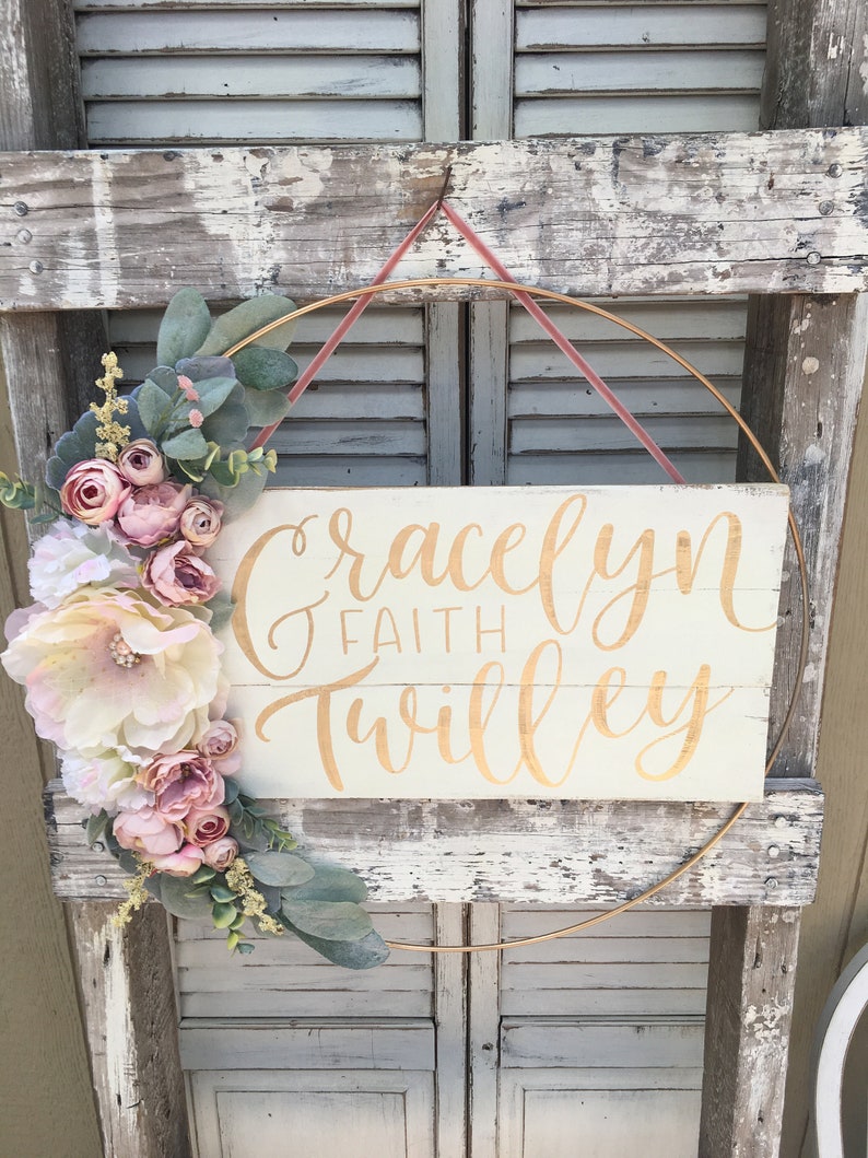 Nursery name sign nursery decor baby girl name sign custom