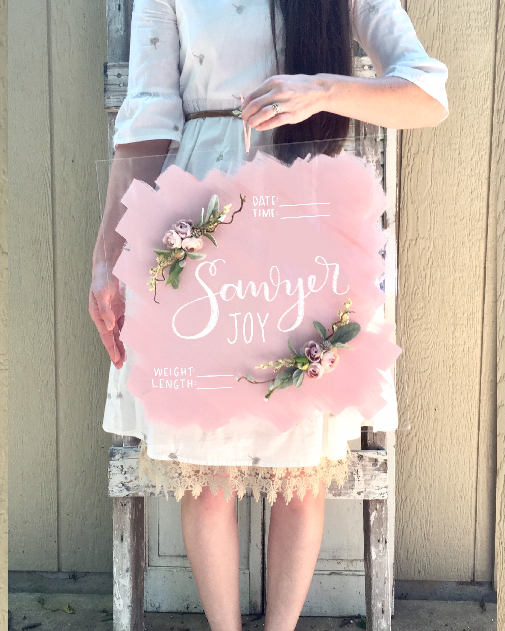 Hospital Door Hanger Girl Birth Stat Sign Baby Door Hanger Etsy
