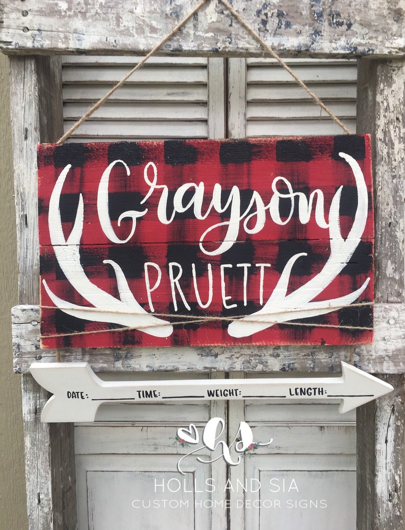 Lumberjack Baby Shower Gift Hospital Door Hanger Boy Buffalo Etsy