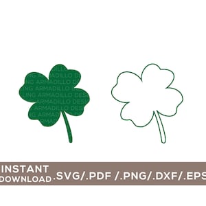 Archivo de corte de clip art de trébol de cuatro hojas/svg, pdf, png, eps, dxf/archivo digital