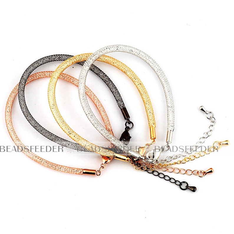 ready to wear 184560cm Soft tube braceletnacklace 1pc diameter 4mm GoldRose goldWhite gold Black plated
