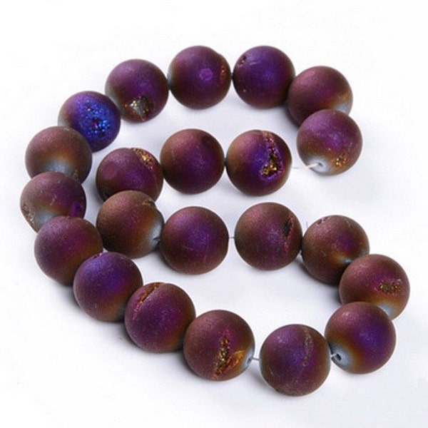 Dark red/purple round matte druzy beads, druzy stone druzy quartz ,agate beads ,15.4 Inch Strand ,Died colour ,6mm,8mm,10mm-20mm, 1 strand