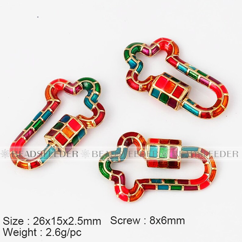 2020 New style Colourful enamel Screw on spiral carabiner clasp for jumbo metal chain,luxuary necklace bracelet jewelry making supplies