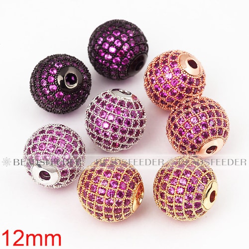 thumbnail interactive-video image 1 of 16mm Gold Plated CZ Micro Pave Round Beads – 5 Pieces For Jewelry Making 1 of 6