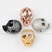 1pc Micro Pave Bead / CZ Bead / Clear Cubic Zirconia blank eyes skull beads , Men Bracelet Charms, Pave Beads, Bracelet Charms