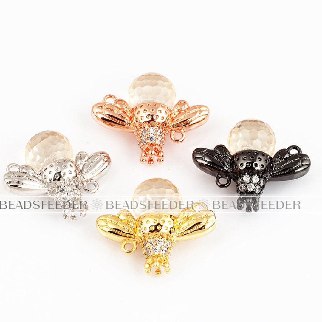 Bee Connector Micro Paved With Champagne Crystal Ball Cubic - Etsy