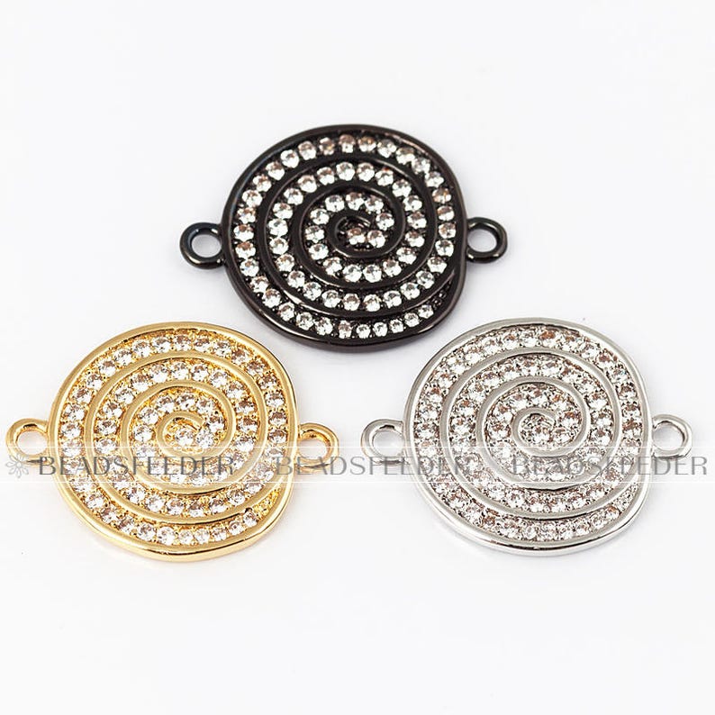 Whirlpool Connector link 22mm,1pc brass base Goldwhitegoldblackrosegold plated clear CZ Cubic Zirconia Micro Pave Connector