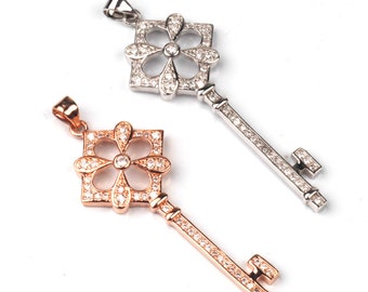 Patten H  key pandent Micro Pave charm / Clear Cubic Zirconia charms in gold/rose gold/white gold colour ,1pc