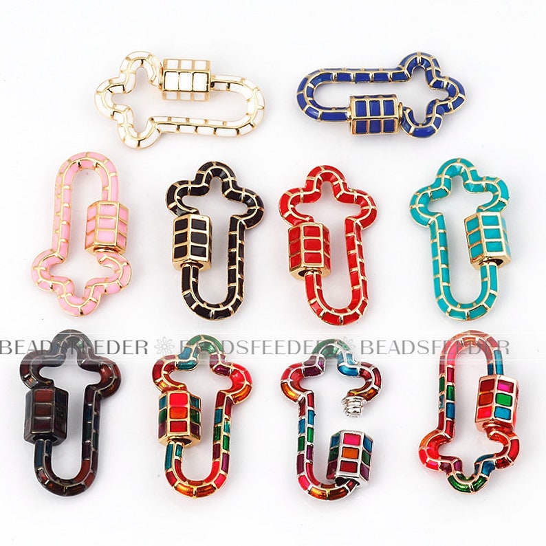 2020 New style Colourful enamel Screw on spiral carabiner clasp for jumbo metal chain,luxuary necklace bracelet jewelry making supplies