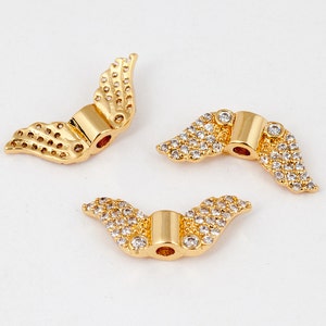 Angle Wing Beads Charm Link Connector, Micro Pave Beads / CZ Bead ...