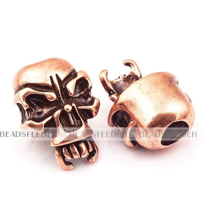 Skull With Long Teeth Bead bronze Skull Beadparacord Bead Etsy