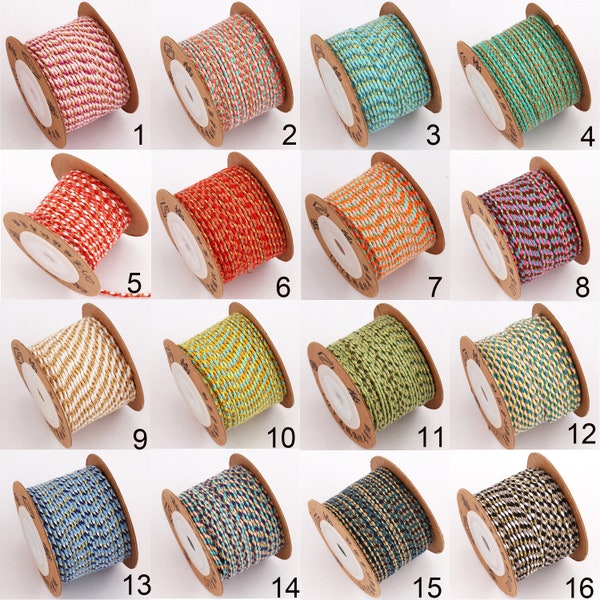19 couleurs !  2mm 10mètres Nœud Chinois Cordon de Coton pour Shamballa bracelet Macramé Perlage Kumihimo String, 1 bobine