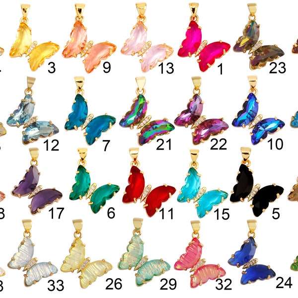 2021 nouveau cristal papillon charme mode romantique doux coloré transparent, femmes fille fête collier pendentif bijoux cadeau pour elle