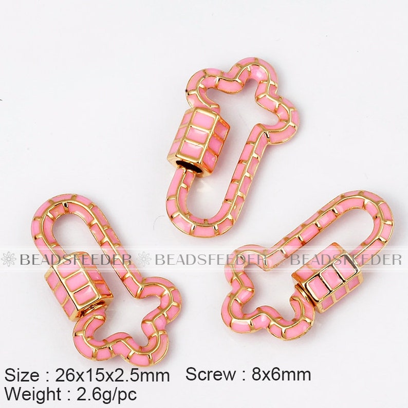 2020 New style Colourful enamel Screw on spiral carabiner clasp for jumbo metal chain,luxuary necklace bracelet jewelry making supplies