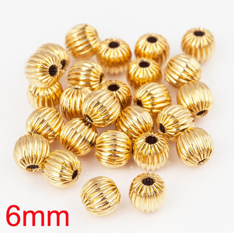 24K Gold Plated Round Ball Bead for Bracelet Brass Based Etsy