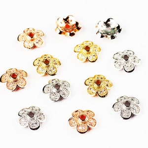 6pcs Micro pave bead cap  / Micro Pave  spacer Beads , CZ bead cap , craft /Jewlery supplies, in gold/silver/rosegold ,9mm