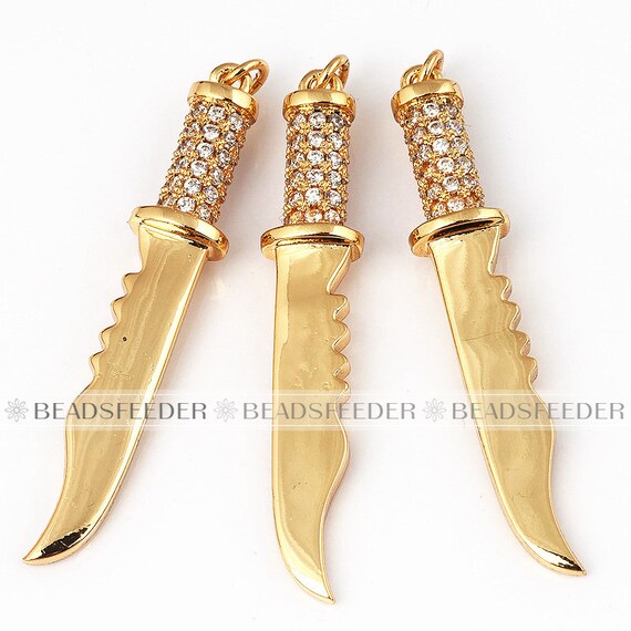 jewelry supplies,50mm Sword weapon charmpendant with clearblueblack zirconia copper charms in goldrose goldsilver colour 1pc
