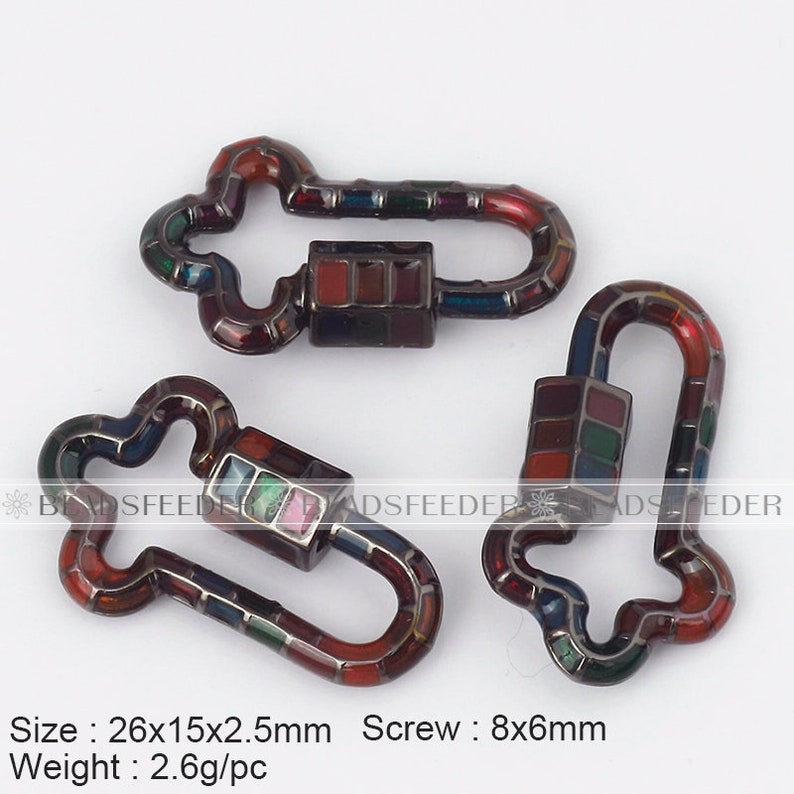 2020 New style Colourful enamel Screw on spiral carabiner clasp for jumbo metal chain,luxuary necklace bracelet jewelry making supplies