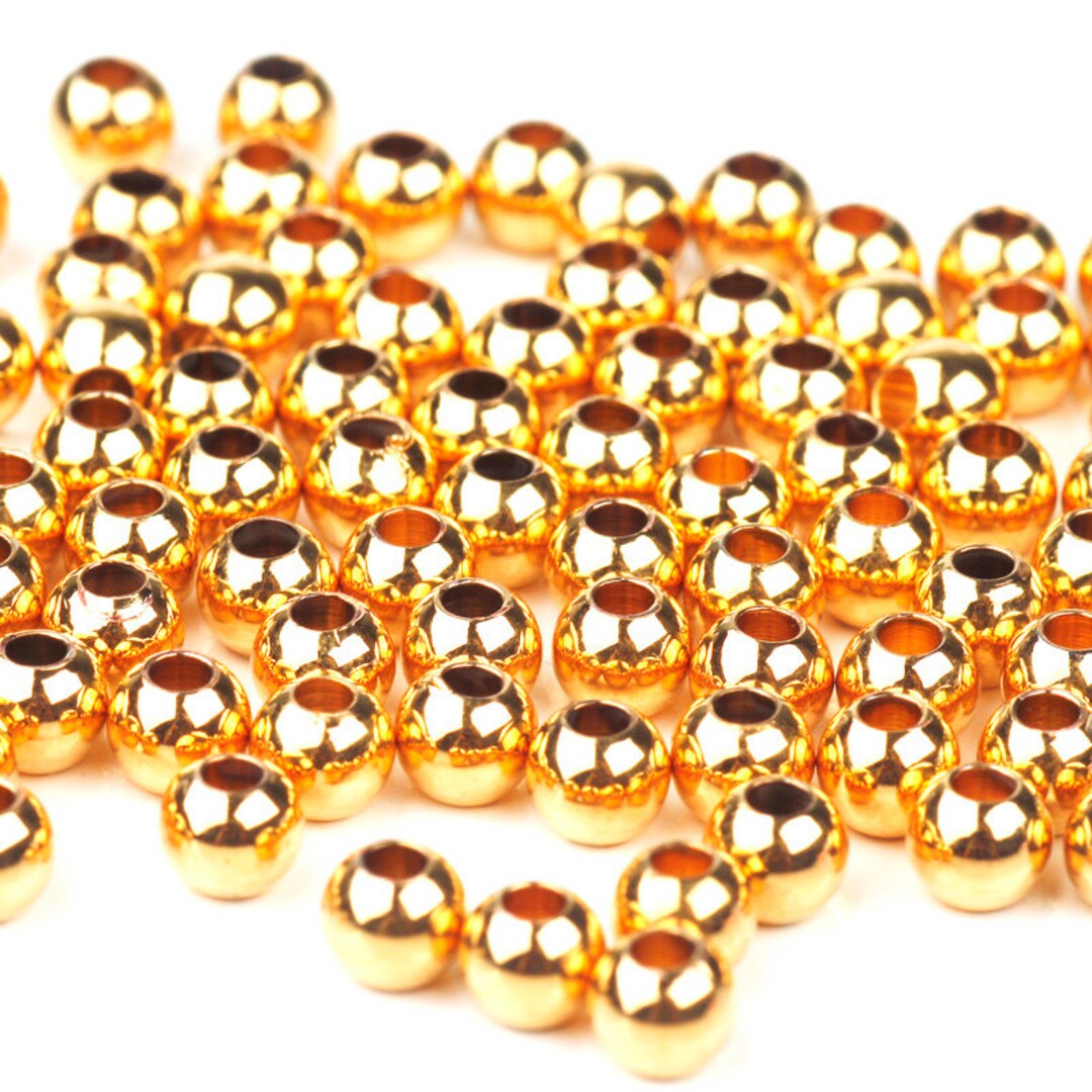 24K Gold Plated Round Ball Bead for Mens Bracelet Brass Based Etsy