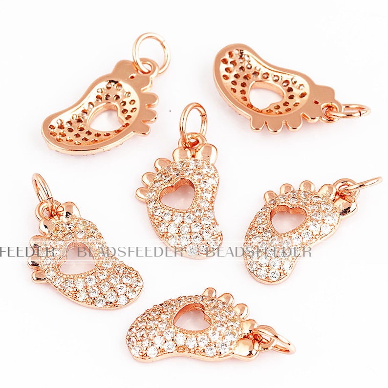 Baby Feet Charm/pendant Clear CZ Micro Etsy