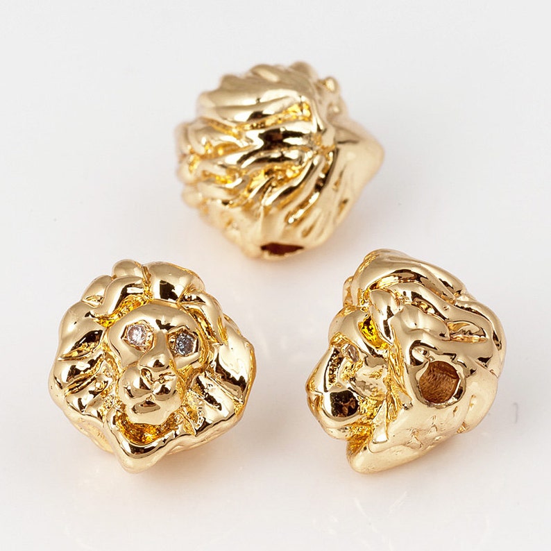Lion Beads Animal Beads Micro Pave Beads / CZ Bead / Clear - Etsy