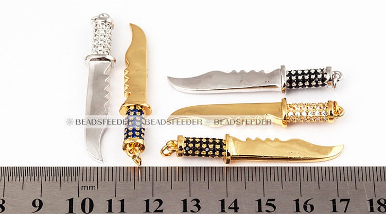 jewelry supplies,50mm Sword weapon charmpendant with clearblueblack zirconia copper charms in goldrose goldsilver colour 1pc