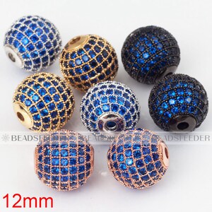 2/10pcs Shamballa round ball bead Micro Pave Bead,blue Cubic Zirconia CZ beads,Women Bracelet Charms,6mm/8mm/10mm/12mm/14mm/16mm