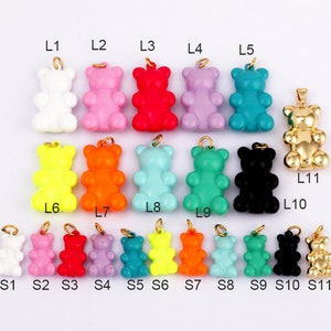 2021 New Enamel Cute Teddy Bear Charm Pendant , Neon Yellow Orange Purple Green Pink, Jewelry Necklace Bracelet Making Wholesale Supplies