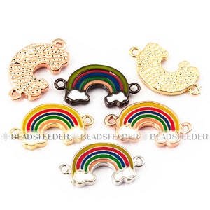 Rainbow link ,brass based with oil drop connector link,black/gold/whitegold/rosegold plated,16.5mm 1pc