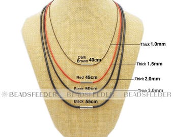 Wax cotton cord with stainless steel buckle necklace/choker , thickness 1mm/1.5mm/2mm/3mm, length 40cm/45cm/50cm/55cm