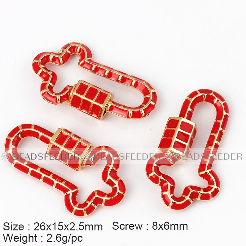 2020 New style Colourful enamel Screw on spiral carabiner clasp for jumbo metal chain,luxuary necklace bracelet jewelry making supplies