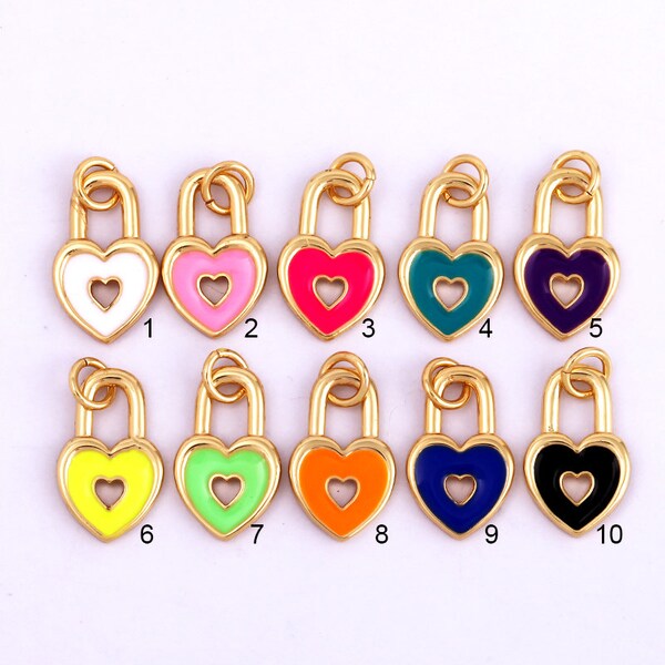 2021 New Enamel Heart Lock Charm Pendant Fashion Romantic Sweet Neon Colorful , Women's Party Necklace Pendant
