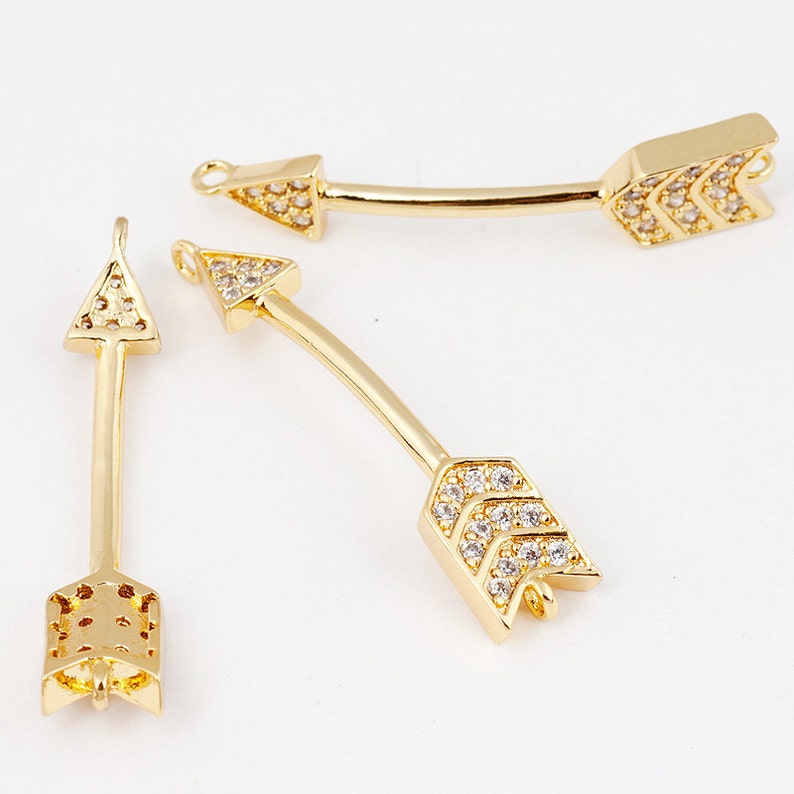 2pcs Arrow Connector Bead Clear CZ Micro Pave Connector Etsy