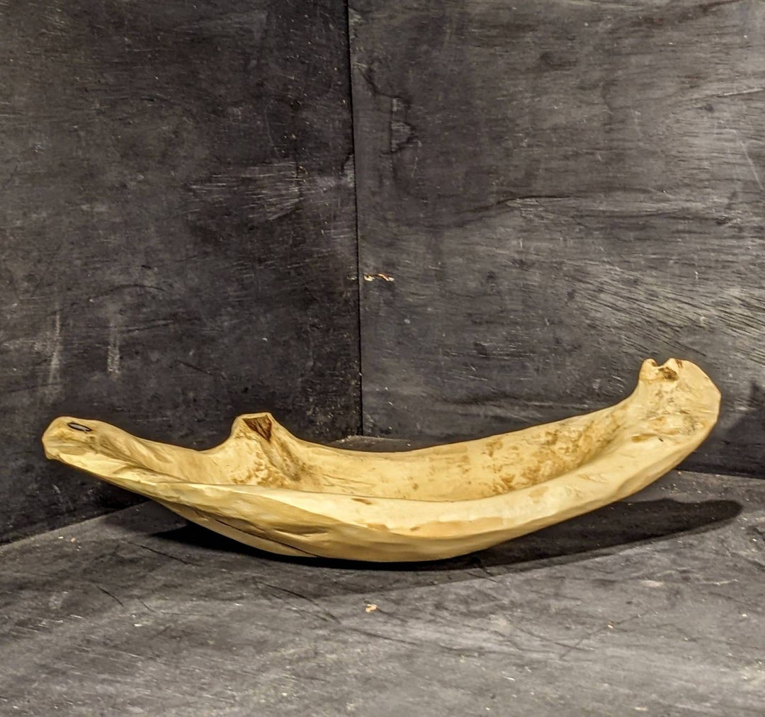 Large Wooden Serving Bowl Hand Carved Wood Fruit Bowlholly Etsy