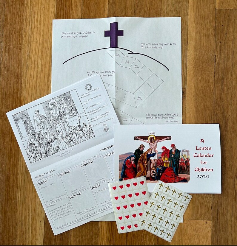 Lenten Calendar for Catholic Children With Sacrifice Chart 2024 Etsy