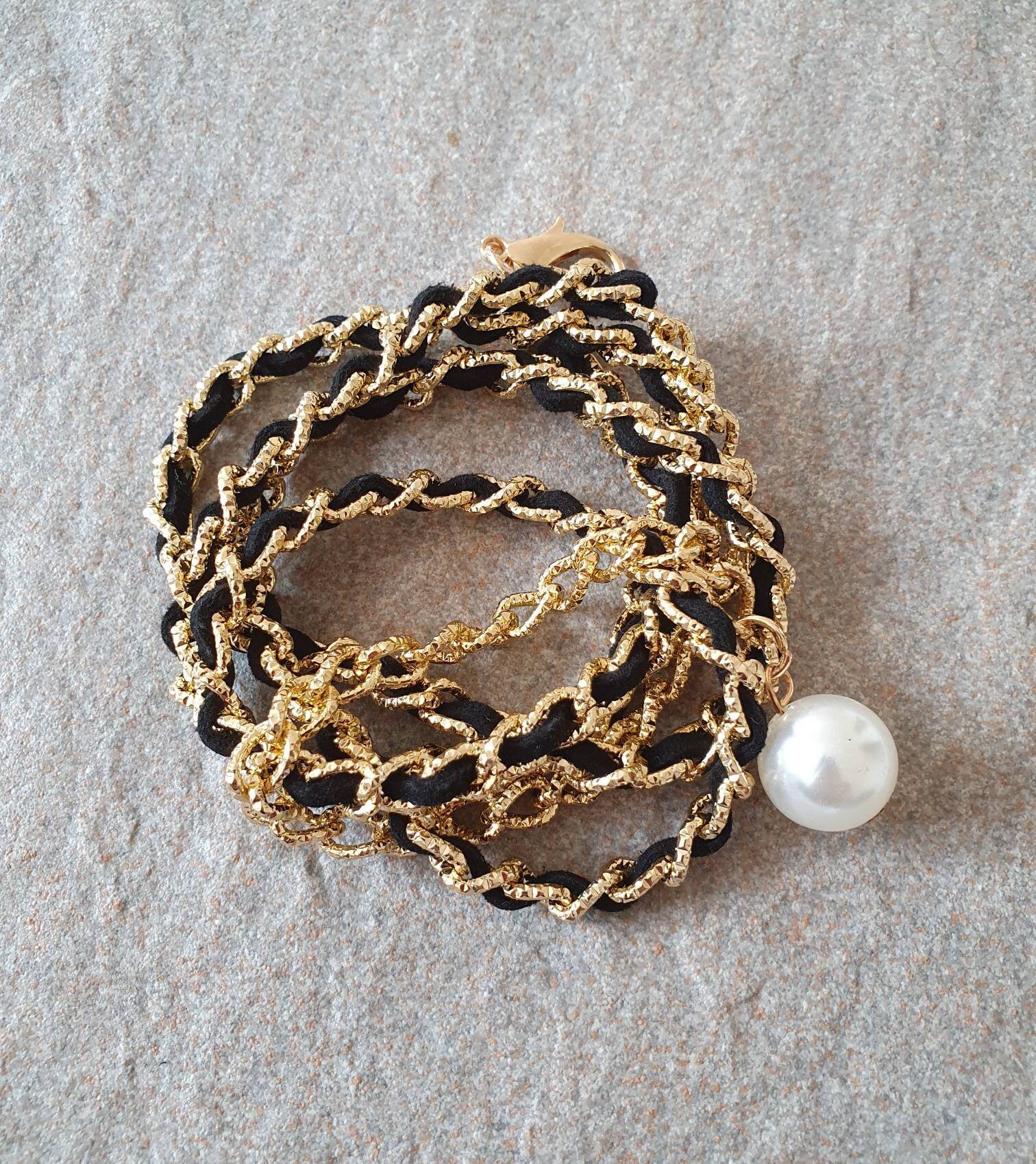 Pearl. Skinny Linked Chain Gold 