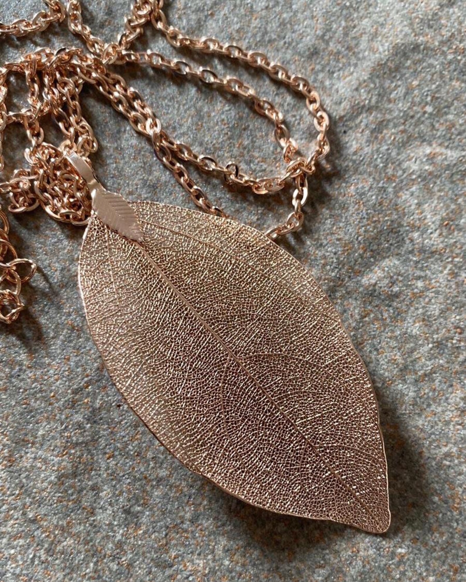 Rose Gold Leaf Necklace. Rose Gold Plated Real Leaf Pendant. Etsy