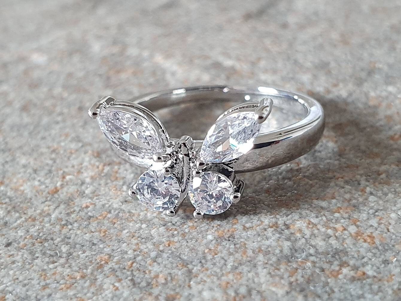 swarovski crystal butterfly ring