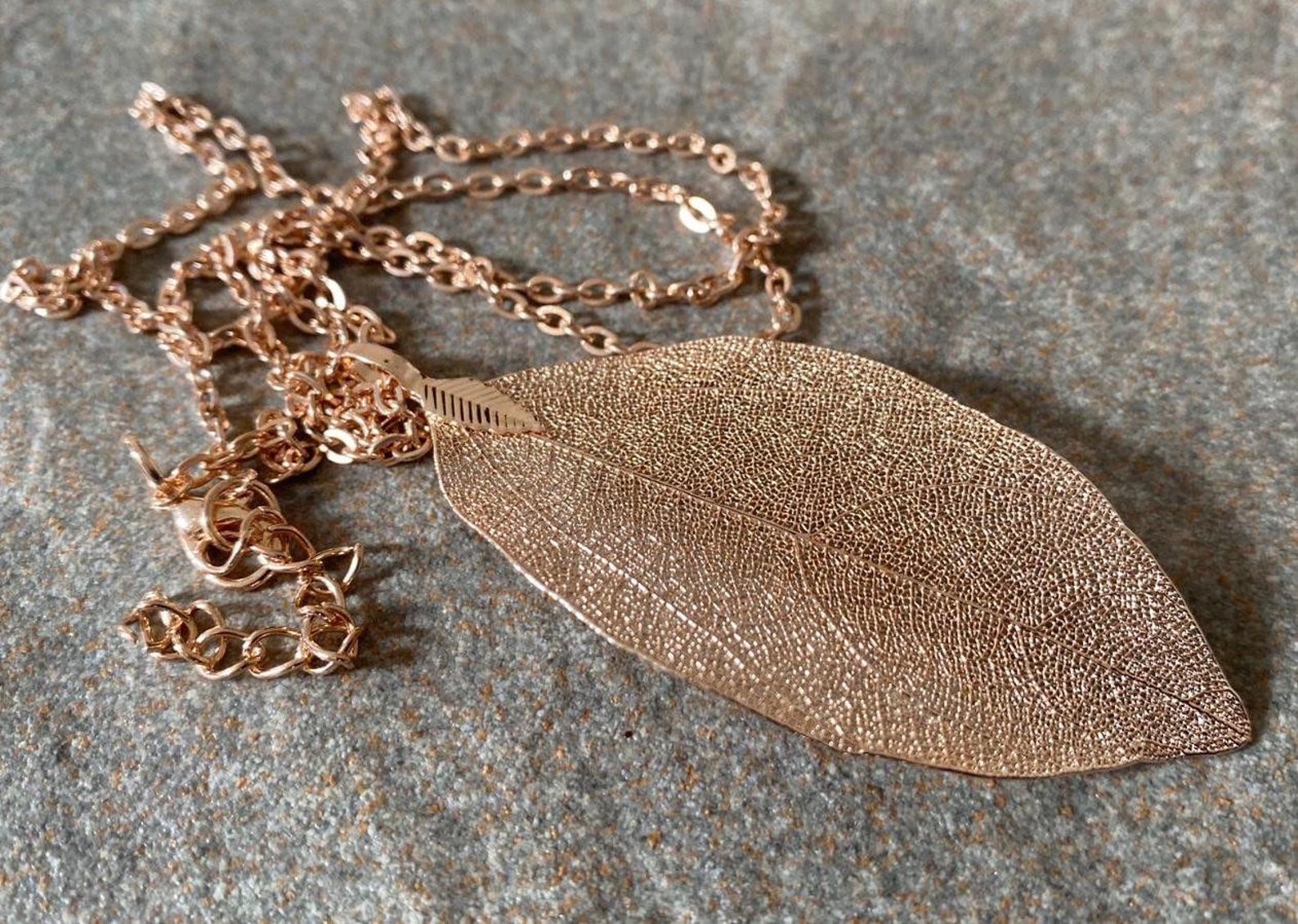 Rose Gold Leaf Necklace. Rose Gold Plated Real Leaf Pendant. Etsy
