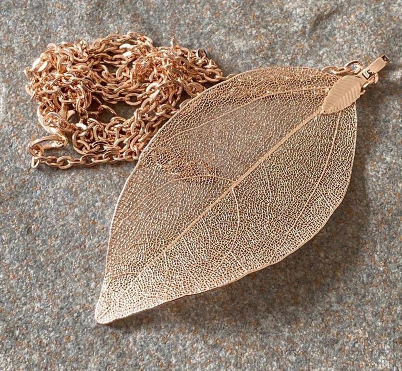 Rose Gold Leaf Necklace. Rose Gold Plated Real Leaf Pendant. Etsy