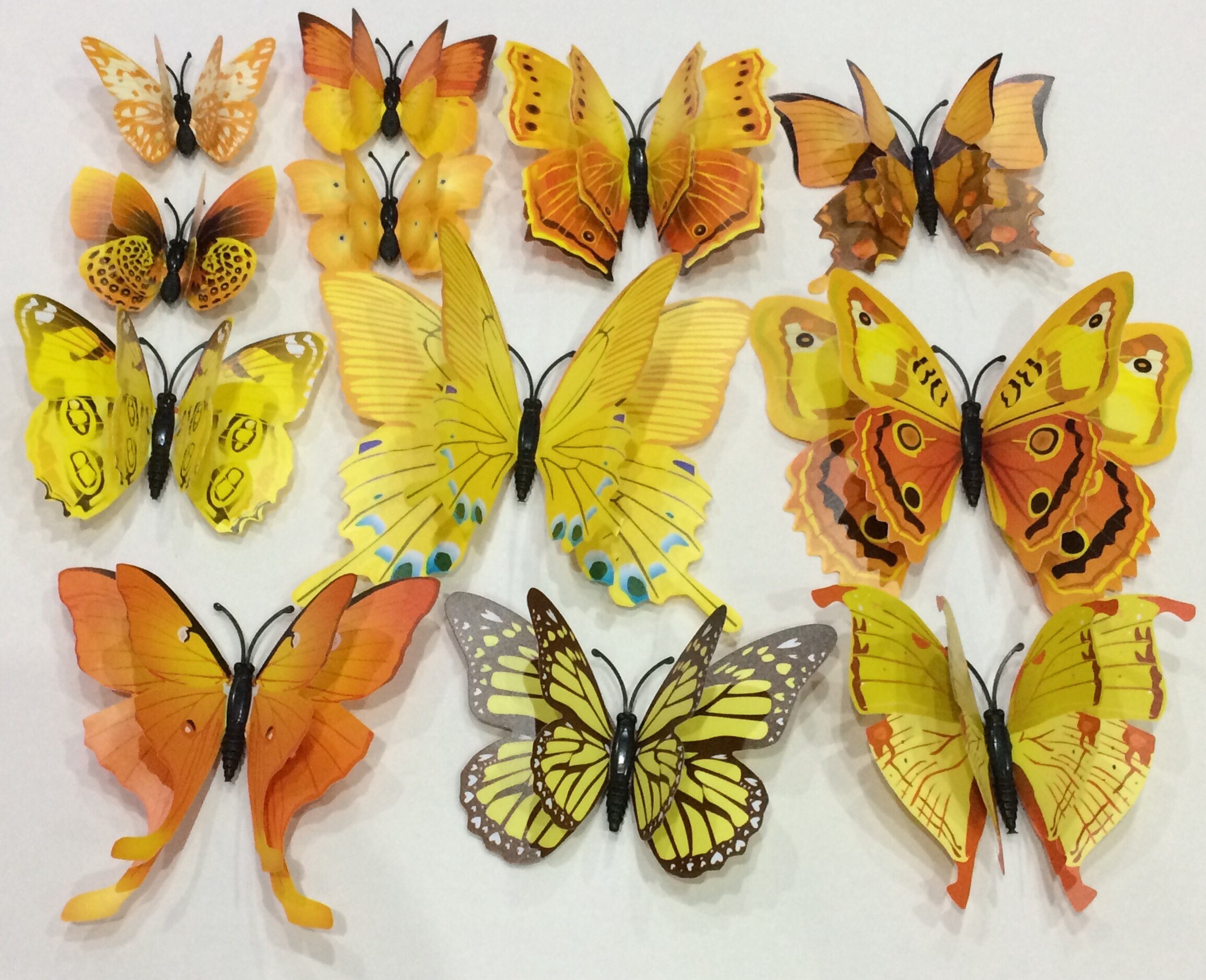 Wall Butterfly. Double Butterfly Art Decal. 12 3D Yellow Mix. Etsy